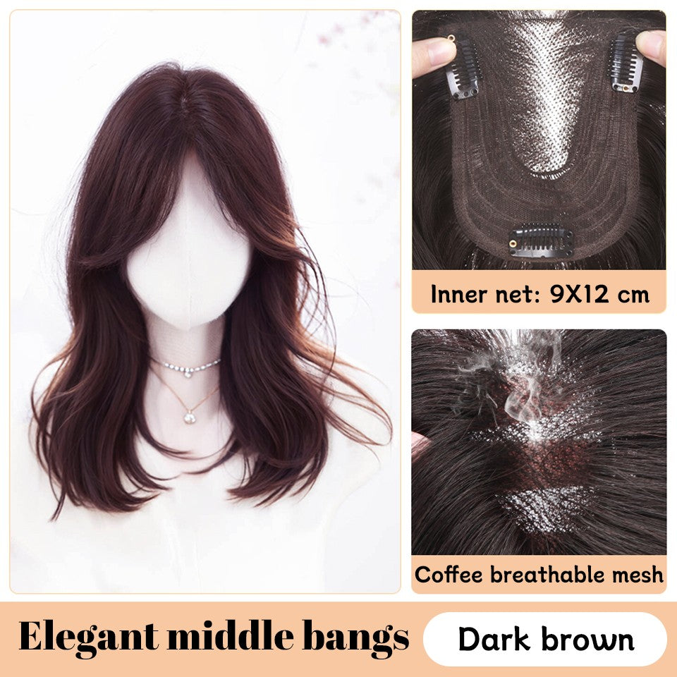 Yelowtim Aplique de Cabelo Sintético com Franja para Mulheres Aumenta o Volume de Cabelo no Topo da Cabeça