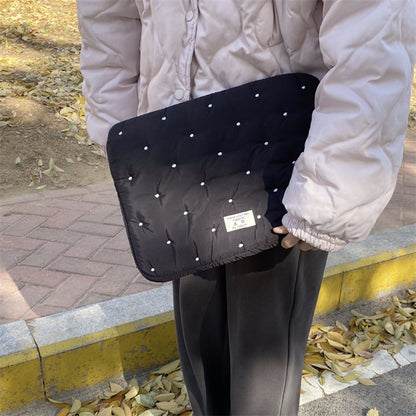 Laptop Sleeve Tablet Case 11 13 15 Inch, Embroidered Dot Pattern Padded Inner Bag for iPad MacBook, Notebook Protective Cover