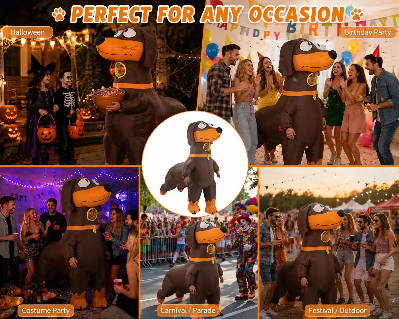 Dog Dachshund Inflatable Costume Adult, Full Body Blow Up Costume for Halloween Easter Carnival Christmas Drag Party