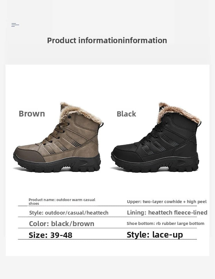 Men Winter Snow Boots Super Warm Men Hiking Boots High Quality Waterproof Leather High Top Big Size Men's Boots Outdoor Sneakers