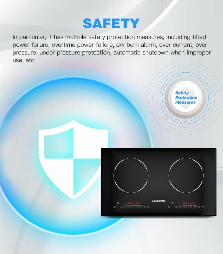 Factory 2025 New kitchen electric hob with Invisible Control Area double induction cooker ceramic plate 4400W induction cooker