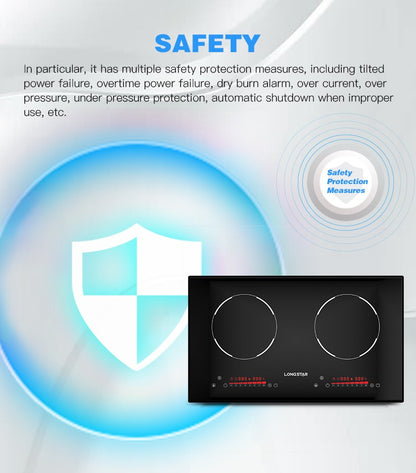 Factory 2025 New kitchen electric hob with Invisible Control Area double induction cooker ceramic plate 4400W induction cooker