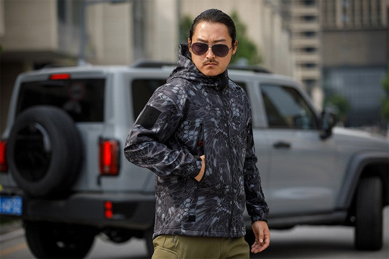 Sharkskin Soft-shell Hard Shell Camouflage Jacket Fleece Thick Tactical Suit Hooded Coat Manufacturers Handsome Outdoor Jacket