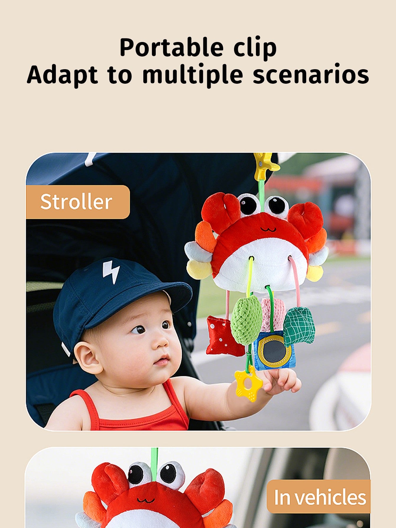 Baby toy crab pull happy bed bell ring bell puzzle cart pendant baby pull happy