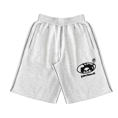 Y2K Men Casual Shorts Black Streetwear Vintage Elastic Waist Quick Dry Loose Fit Europe Viral Trend Summer Fashion Beach Bottoms