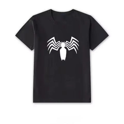 MINISO New Superhero T-shirt Men Wome Venom Print Tshirt Marvel Spiderman Summer Short Sleeved Clothes Fashion Oversized Tops
