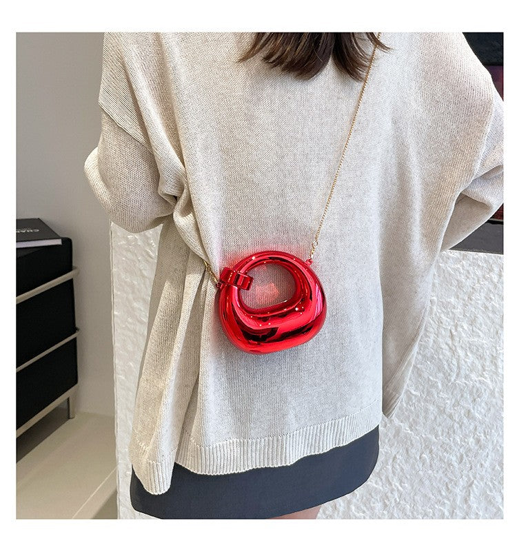 Fashion Crescent Mini Acrylic Chain Evening Bag for Women, Shoulder and Crossbody Bag