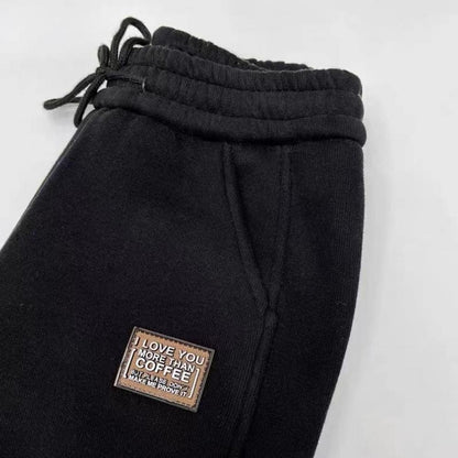 Women Autumn Winter Warm Sweatpants High Waist Drawstring Pockets Solid Color Casual Trousers Fleece Lining Thick Harem Pants