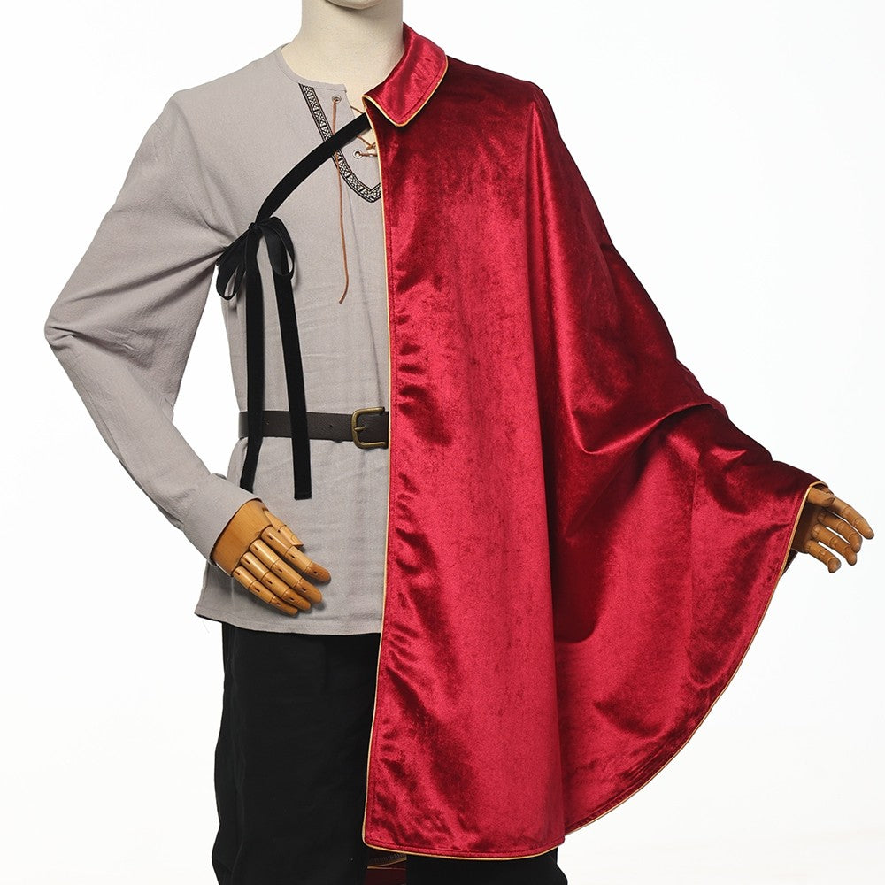 Medieval Musketeer Cape Women Men Steampunk Shawl Half Shoulder Samurai Cloak LARP Warrior Cape Medieval Halloween Costume