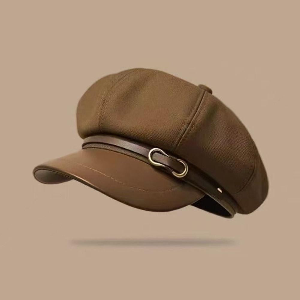 Retro British Style Beret for Women, Versatile Octagonal Newsboy Cap for Big Head Circumference Spring Autumn Hat