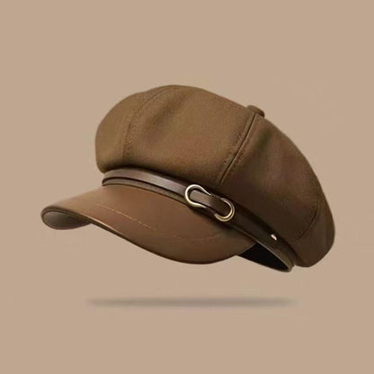 Retro British Style Beret for Women, Versatile Octagonal Newsboy Cap for Big Head Circumference Spring Autumn Hat