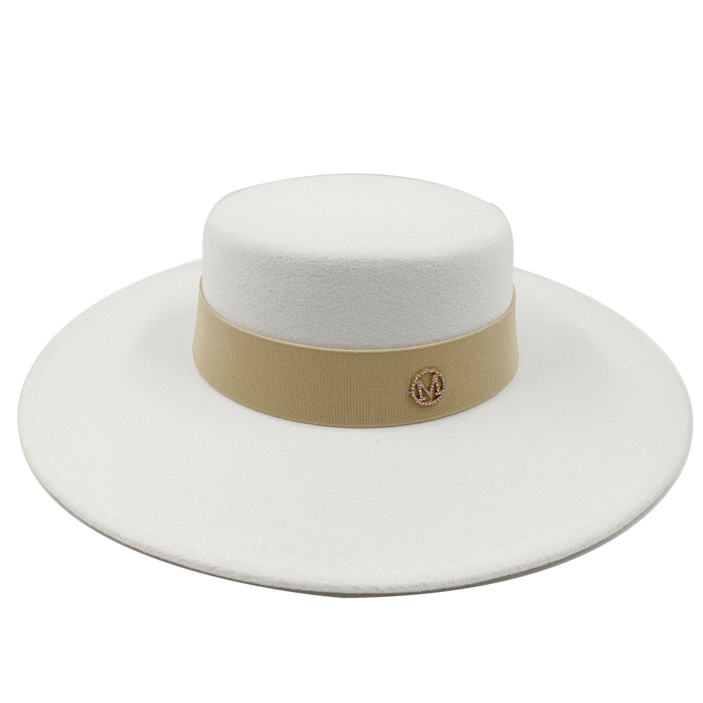 2022 new oversized edge flat top hat retro French felt hat outdoor sun hat women's big-brimmed fedora hat