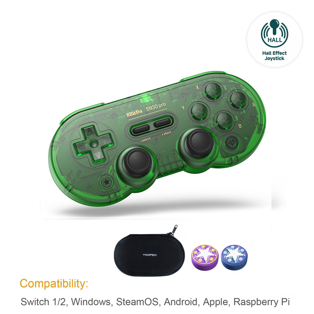 8Bitdo SN30 Pro Bluetooth Wireless Gaming Controller with Hall Effect for Switch 2 MacOS Android Raspberry Pi Windows Steam Deck