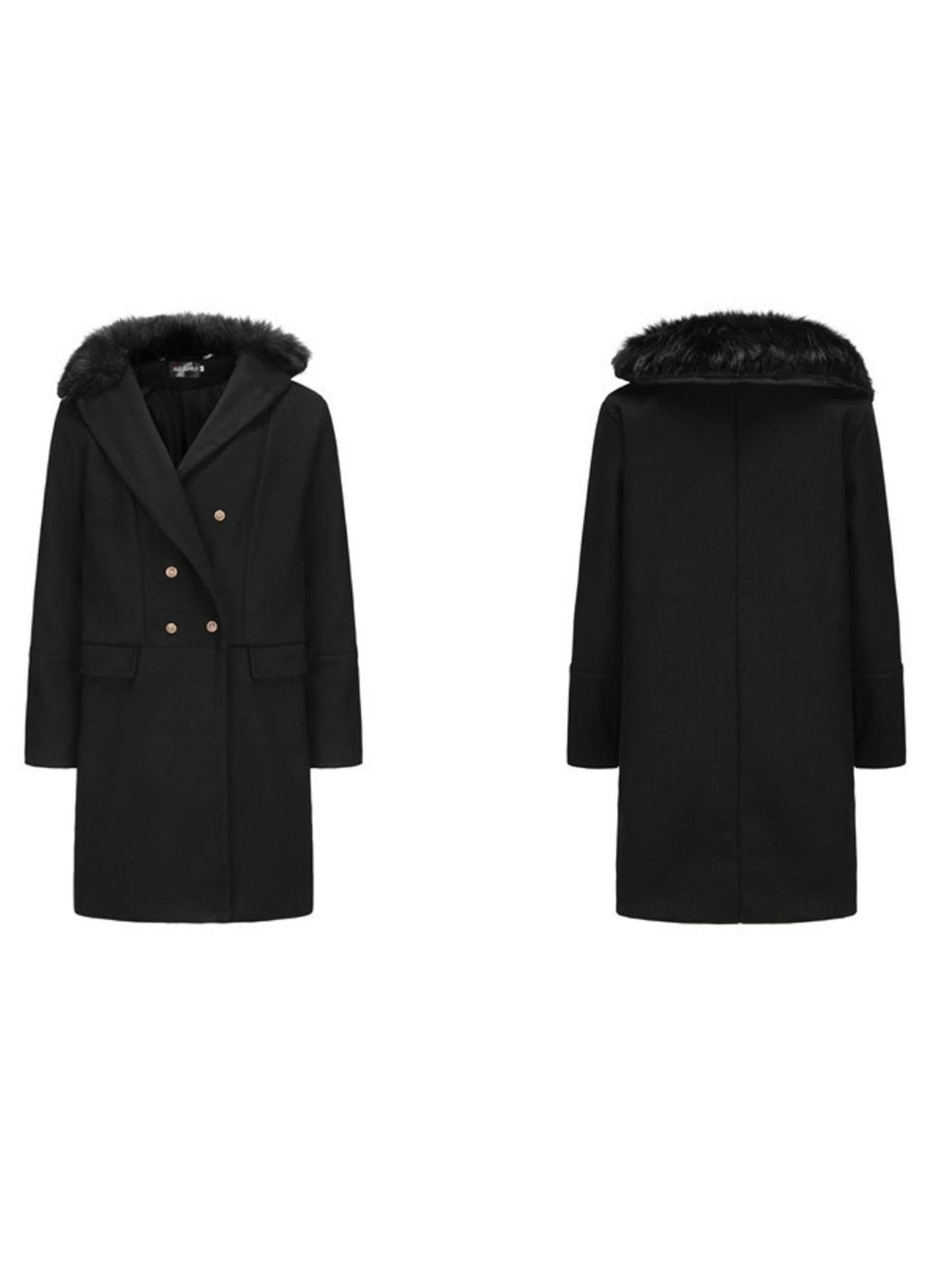 Men s Classic Double Breasted Trench Coat with Removable Fur Collar Mid-Length Wool Blend Overcoat for Winter Warmth