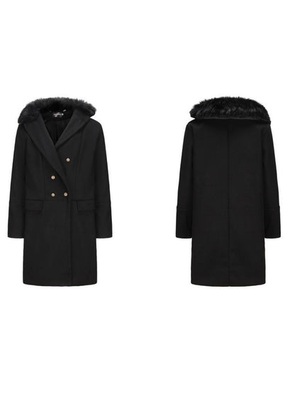 Men s Classic Double Breasted Trench Coat with Removable Fur Collar Mid-Length Wool Blend Overcoat for Winter Warmth