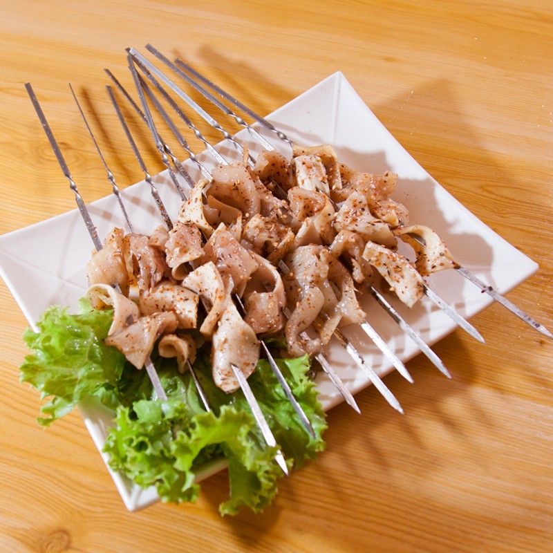 50Pcs Espeto de Churrasco de Aço Inoxidável Portátil Reutilizável com Tubo Espeto de Kebab de Ferro para Ferramentas de Acampamento e Piquenique ao Ar Livre