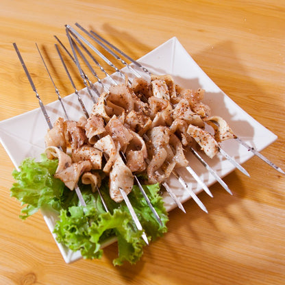 50Pcs Espeto de Churrasco de Aço Inoxidável Portátil Reutilizável com Tubo Espeto de Kebab de Ferro para Ferramentas de Acampamento e Piquenique ao Ar Livre