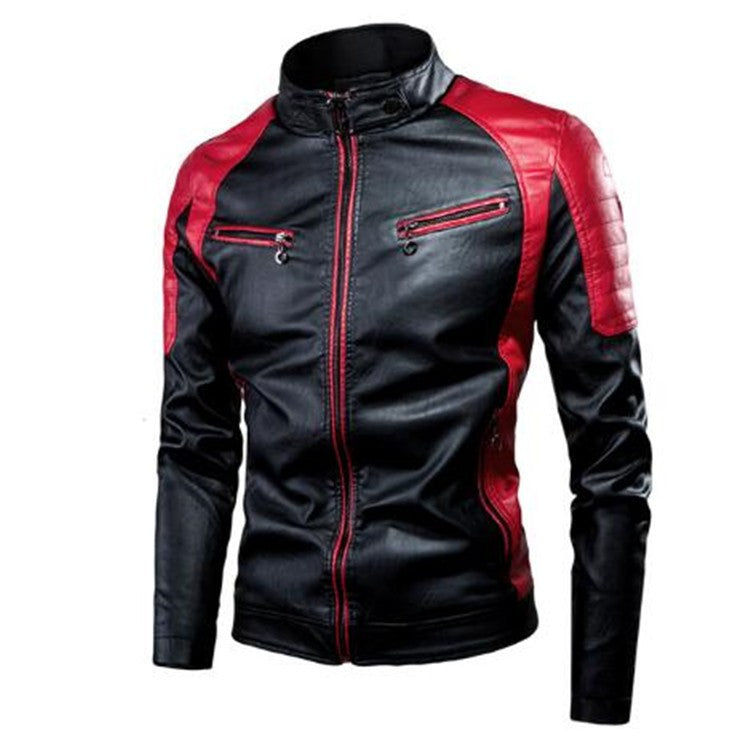 Motorcycle Jacket Leather Men Coat Bomber Waterproof Warm Fashion Splicing Vintage Stand Collar Riding Black Long Jacket Plus