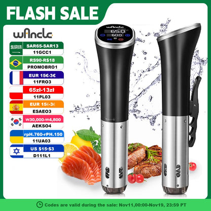 Wancle 1100W Sous Vide Cooker LCD Touch Immersion Circulator Accurate Cooking IPX7 Waterproof Vacuum Cooker with Digital Display