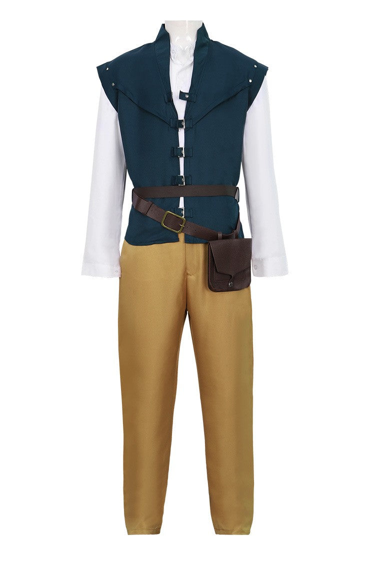Tangled Couple Cosplay Costume Rapunzel Long Gown Flynn Rider Prince Outfit Full Set Halloween Stage Performance Wear