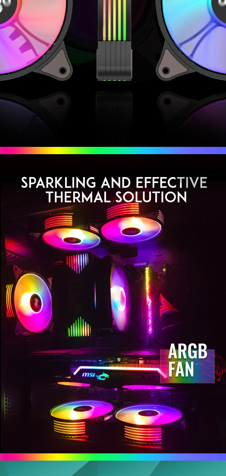 Aigo AR12 120mm PC Gamer Computer Case Fan RGB 12v Heatsink Aura Sync Cooler Argb Silent Controller Kit Fan Cooling Ventilador