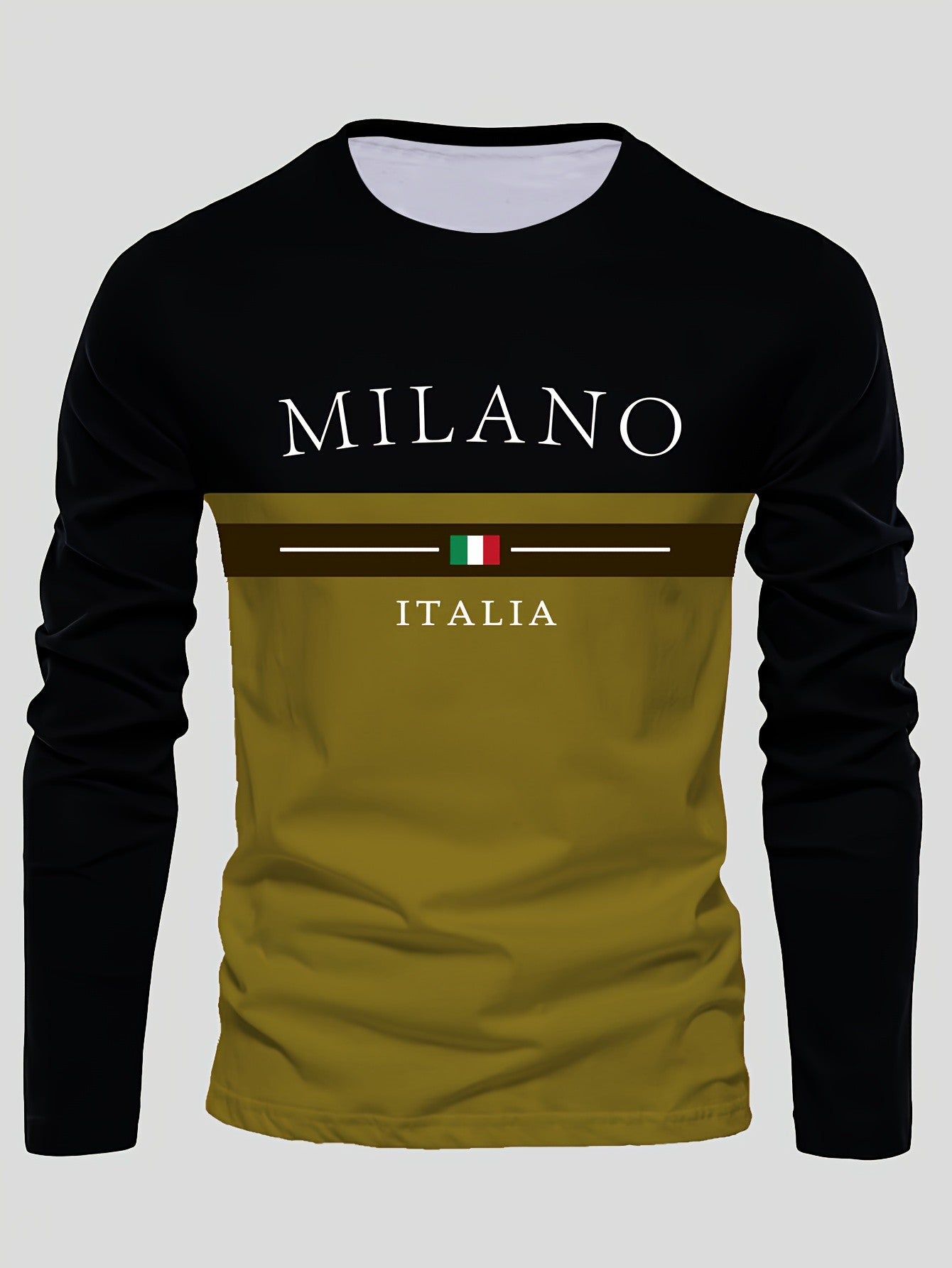 Men's Outdoor Leisure Sports Long Sleeve T-Shirt Crew Neck Autumn Bottom Shirt Machine Washable Versatile Fashion