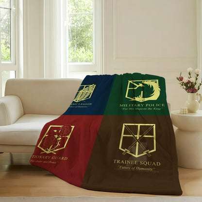 Adventure anime A-Attack O-On T-Titan Blanket For Sofa Office Bed Plane Travel Sleep Read Relax Camping Soft And Warm