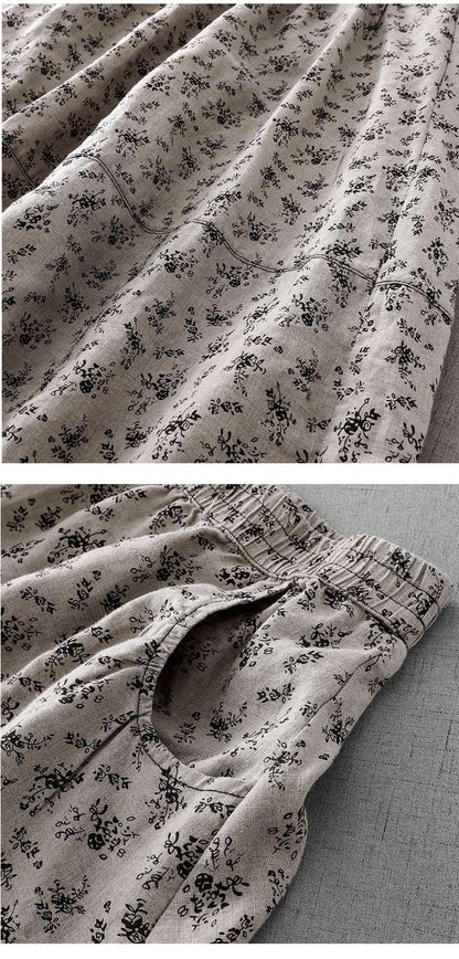 Cotton Linen High Waist Printed Summer New Sle Cool Slimming Hip Covering Floral Skirt Loose Fit Casual Long Skirt