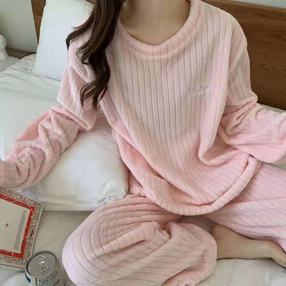 New Autumn/Winter Coral Fleece Pyjamas for Women Thickened Homewear Student Comfort Cotton Fleece Plus Size Fashion Pyjama Set