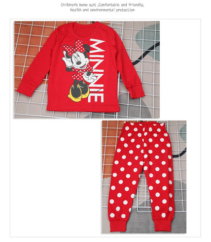 2pcs/set Kids Minnie Pajamas for Boys Girls Home Wear Kids Casual Sleepwear Long Sleeve Pajamas Bottoms Suit Cute Gifts nighty