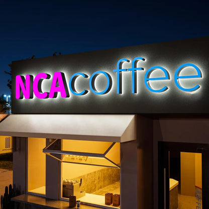 Custom Illuminated Backlit Sign Business Logo 3d Metal Letters Signage Stainless Steel Metal Sign Outdoor Signs Dropshipping