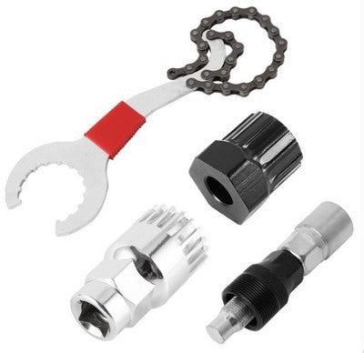 Kit de Ferramentas para Reparo de Bicicletas Extrator de Cassete Extrator de Suporte Ferramenta de Remoção de Volante de Bicicleta Cortador de Corrente Extrator de Pedivela Chave de Bicicleta