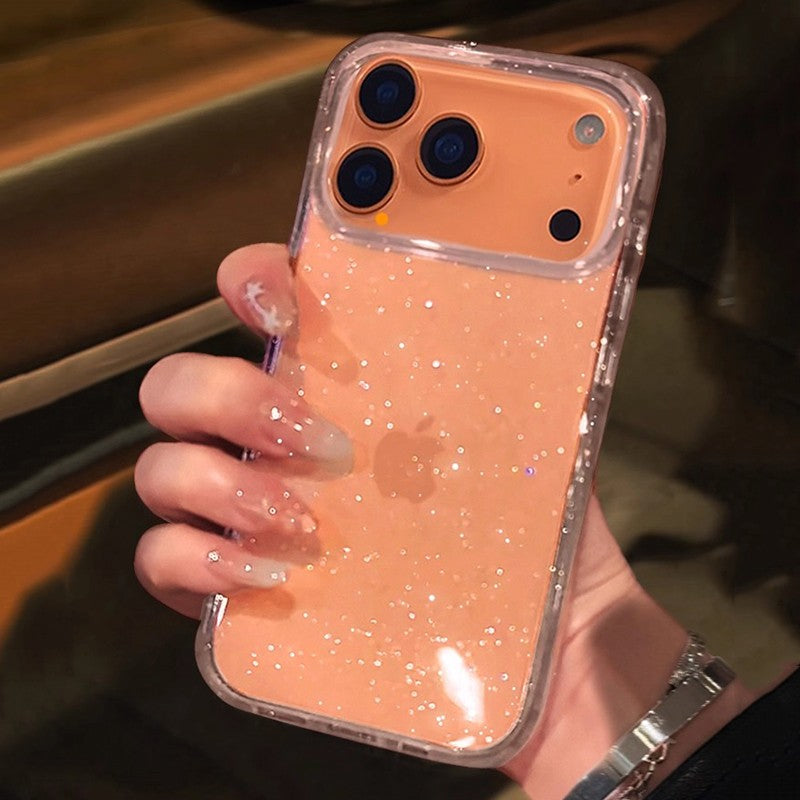 Capa de Telefone Transparente com Glitter Bling de Luxo para iPhone 17 Pro Max 16 15 14 13 12 11 XS X XR 7 8 16 Plus 16E 17 Air