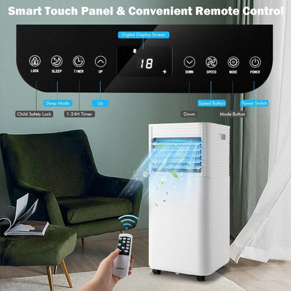 Ar-Condicionado Portátil 10000 BTU Resfria até 37 m² com Funções de Ventilador e Desumidificador, Controle Remoto para