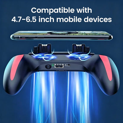 H10 4 Fingers Mobile Phone Game Handle with Radiator Aim Shooting Gamepad Joystick Controller for IOS Android Gaming Accessories