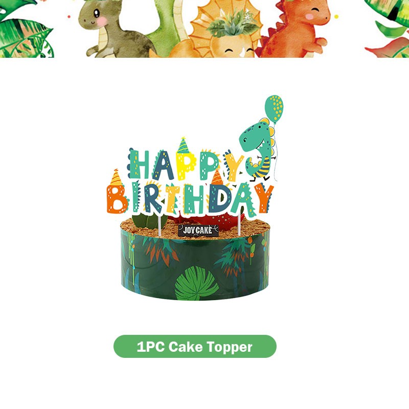 Happy Dinosaur Birthday Decoration Party Supplies Set Cup Plate Dinosaur Balloons Stickers Banner Gift Bags for Kids Boy Favors