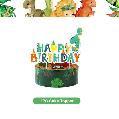 Happy Dinosaur Birthday Decoration Party Supplies Set Cup Plate Dinosaur Balloons Stickers Banner Gift Bags for Kids Boy Favors