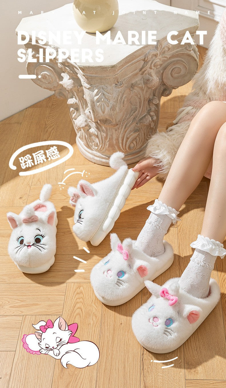 Princesa Cute Mary Gato Chinelos de Algodão Peludo Mulheres Chinelos de Casa Inverno Chinelos de Pelúcia Slides Chinelos de Interior Fofos Sapatos Encantadores