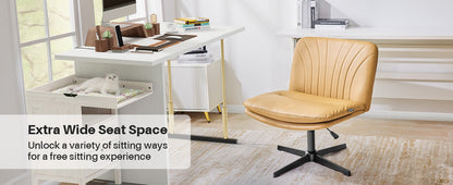 Redlife Criss Cross Chair with Rotating Adjustable Legs Office Chair Durable Pu Leather Wrapped Double Cushion for Home & Office