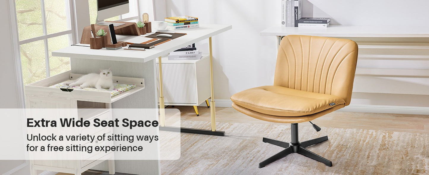 Redlife Criss Cross Chair with Rotating Adjustable Legs Office Chair Durable Pu Leather Wrapped Double Cushion for Home & Office