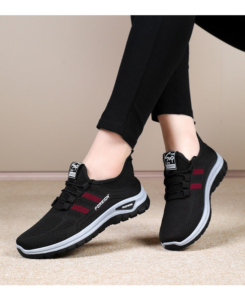 Autumn Women Sneakers Fashion Lace Up Mesh Breathable Outdoor Walking Purple Round Toe Non-slip Thick Sole Tennis Shoe Mujer