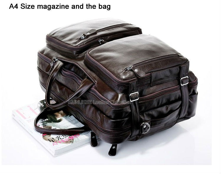 Bolsa de Viagem Masculina de Couro Genuíno Legítimo de Grão Integral Multifuncional, Bolsa de Viagem de Couro, Bolsa de Viagem Grande, Bolsa de Fim de Semana