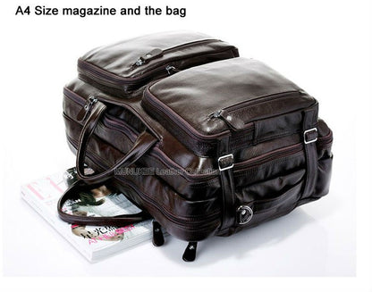 Bolsa de Viagem Masculina de Couro Genuíno Legítimo de Grão Integral Multifuncional, Bolsa de Viagem de Couro, Bolsa de Viagem Grande, Bolsa de Fim de Semana