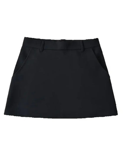 Mooyufon Women Fashion Solid Back Zipper A-Line Mini Skirt Vintage High Waist Fe