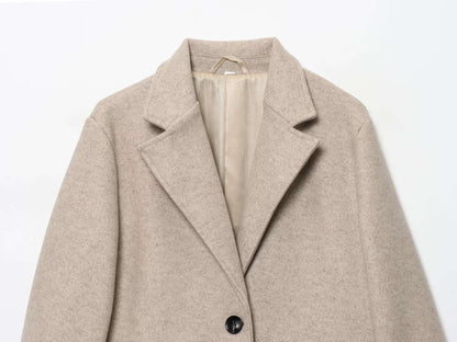 2025 WOMAN Fashion European and American Style Autumn New Button Long Coat Joker Lapel Coat Outerwear Mujer