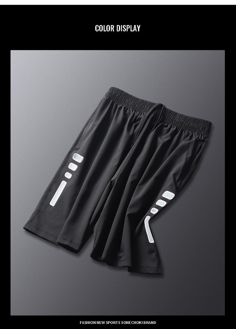 New Black Running Shorts Men Striped Printing Loose Basketball Sport Gym Breathable Shorts Fitness Training Workout Bottom Male