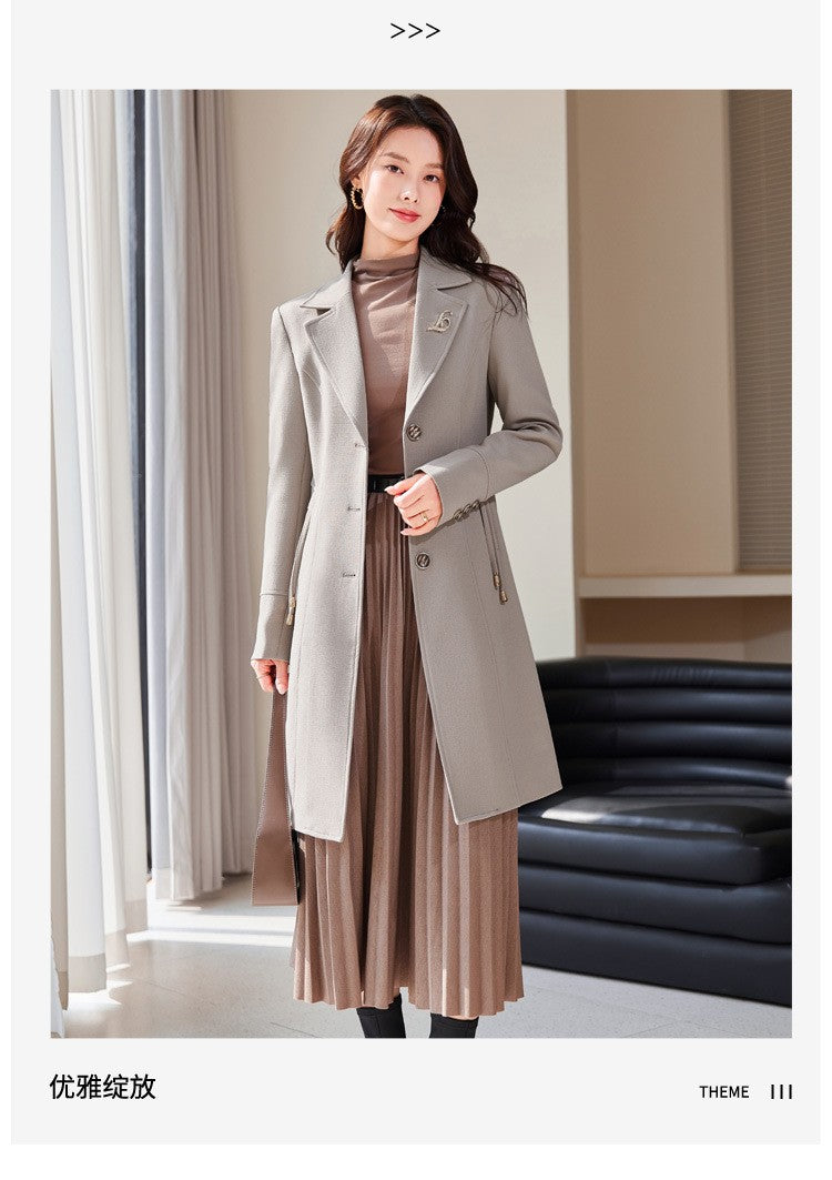 High End Female Coat Long Slim Trench Coat For Women’S England Single Breasted Khaki Women Windbreaker Larger Size Outwear