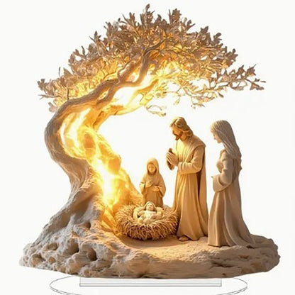 Jesus Birth Decor Glossy Acrylic Xmas Centerpiece Nativity Table Accessory Lightweight 2d Flat Christian Decoration For Party