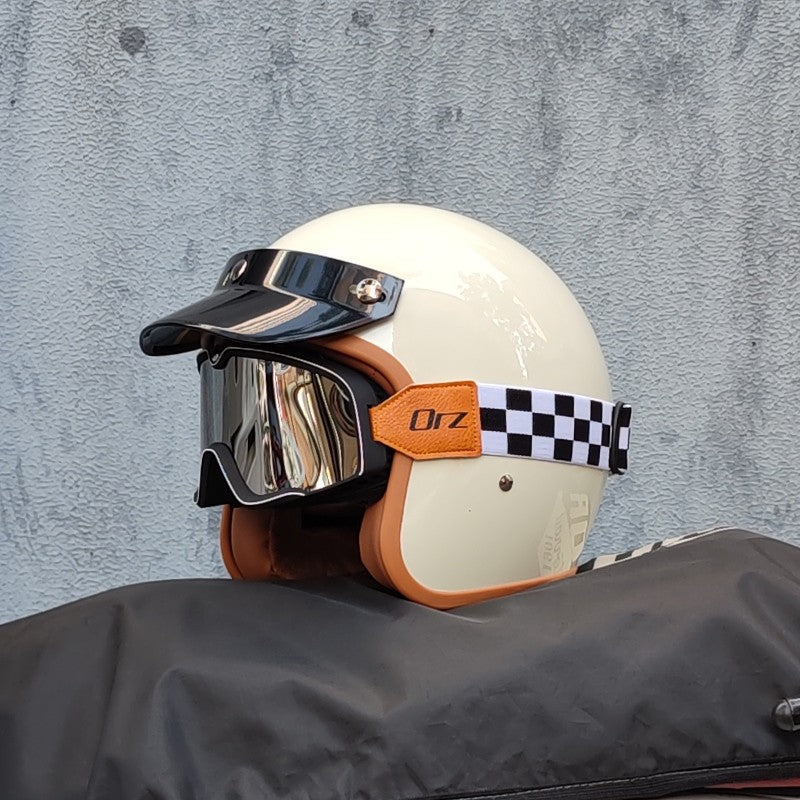 Capacete de motocicleta retrô semiaberto acessórios para motocicleta cross-country capacete de motocicleta 3/4 capacete retrô de inverno