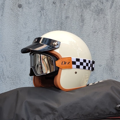 Capacete de motocicleta retrô semiaberto acessórios para motocicleta cross-country capacete de motocicleta 3/4 capacete retrô de inverno